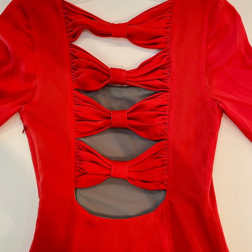 Original Mara Hoffman Fire-Red cocktail dress with open back bow detail